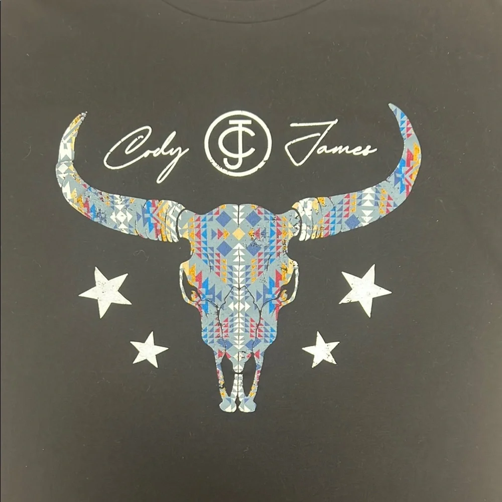 Cody‎ James Black Skull Bull Horns Country Graphic T-Shirt 100% Cotton Size XL